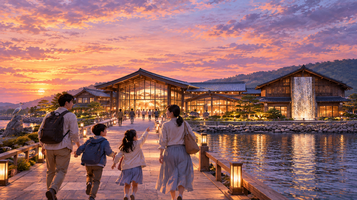 日本の水景を楽しむ、和風水族館の館内イメージ。
