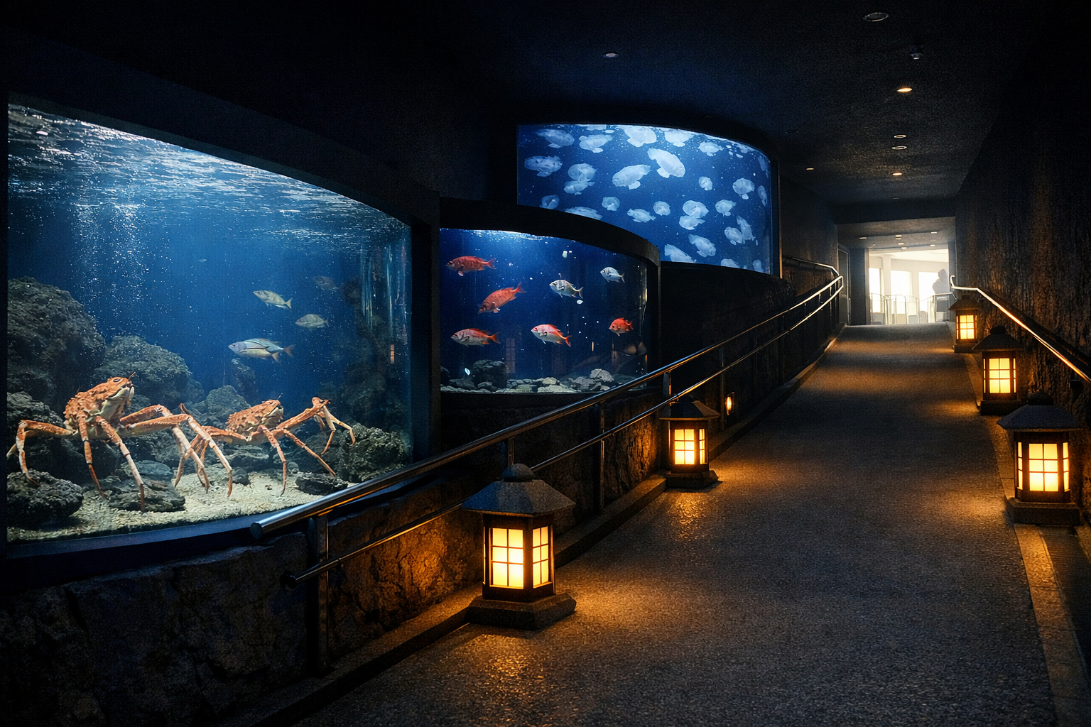 浅い海の生態系を表現した展示イメージ