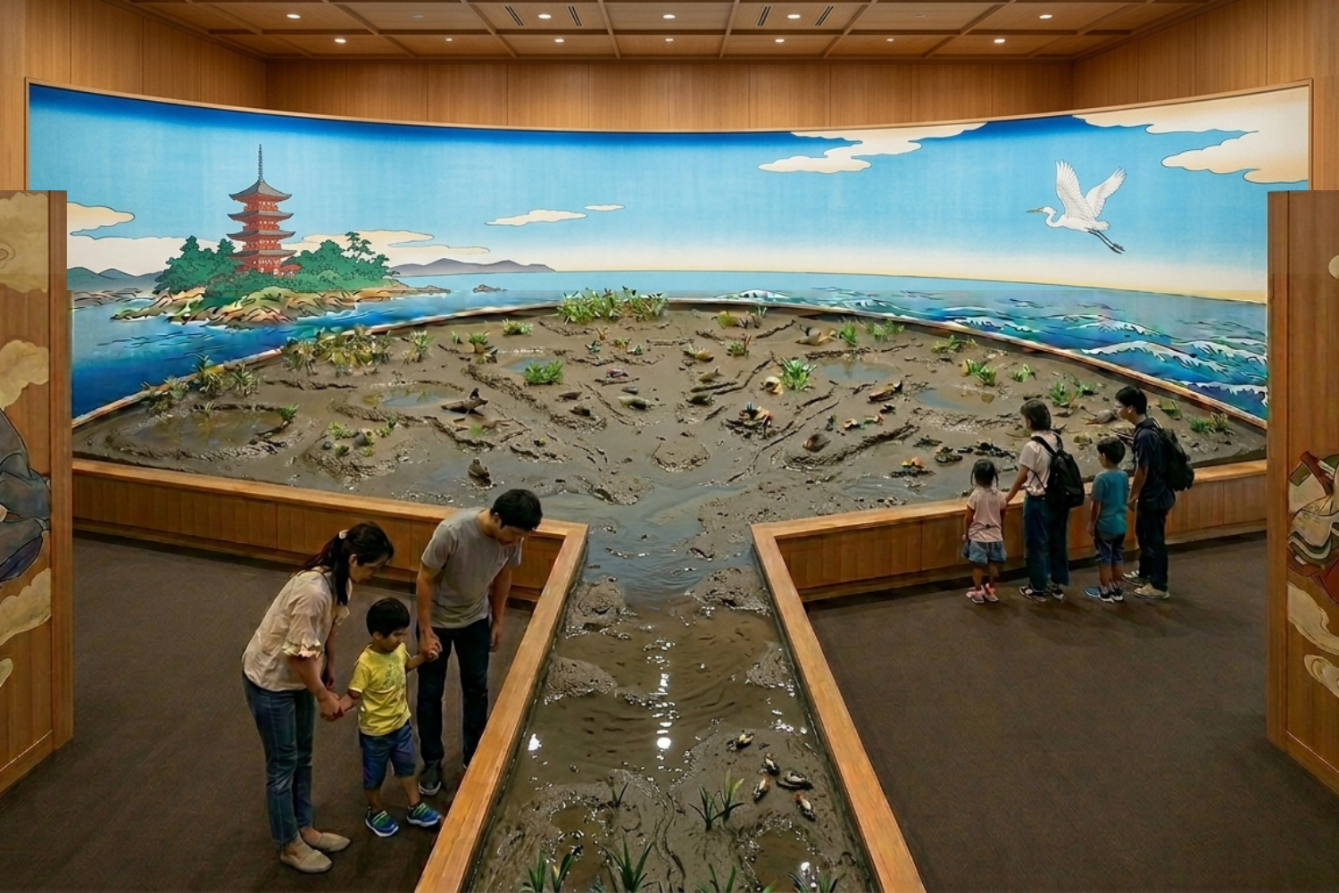 浅い海の生態系を表現した展示イメージ