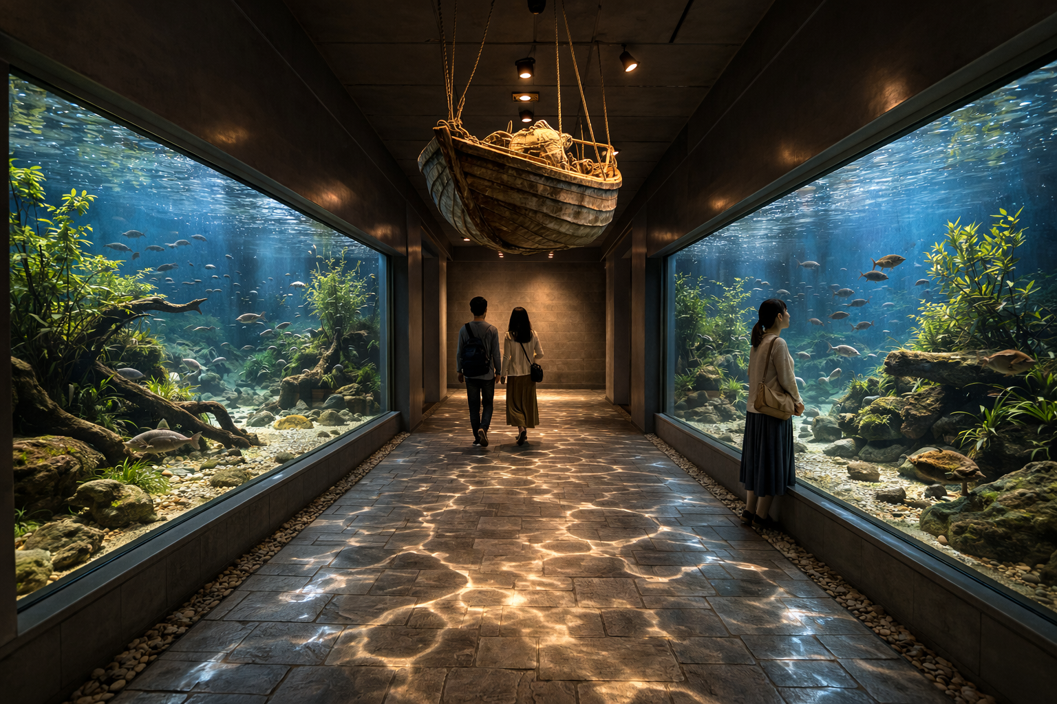 浅い海の生態系を表現した展示イメージ