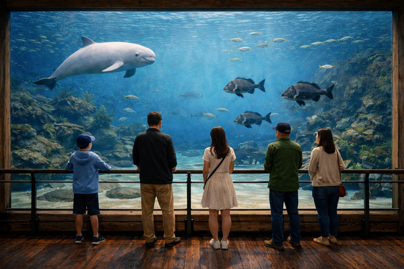 浅い海の生態系を表現した展示イメージ